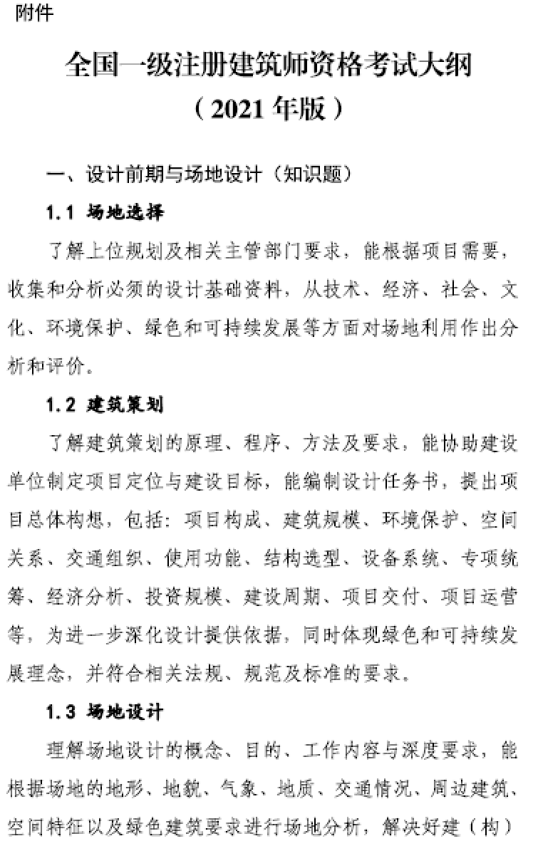 大事件！9門變6門！一級(jí)注冊(cè)建筑師考試大綱（21版）發(fā)布，2023年執(zhí)行！