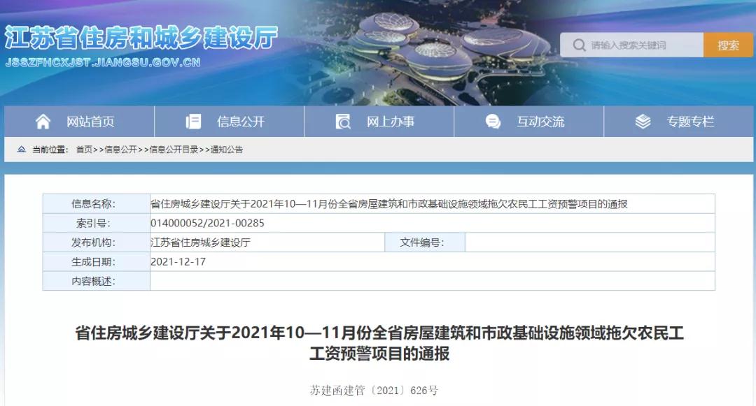 江蘇：通報1232個項目列入全省10-11月份預(yù)警項目！務(wù)必于2022年1月10日前整改到位！